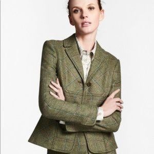 Brooks Brothers Sage Green Plaid Wool Jacket and Skirt